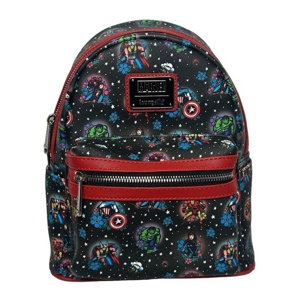 Loungefly Marvel Avengers Floral Tattoo Mini Backpack - Picture 2 of 13
